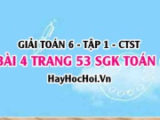 Giải bài 4 trang 53 Toán 6 Tập 1 SGK Chân trời sáng tạo